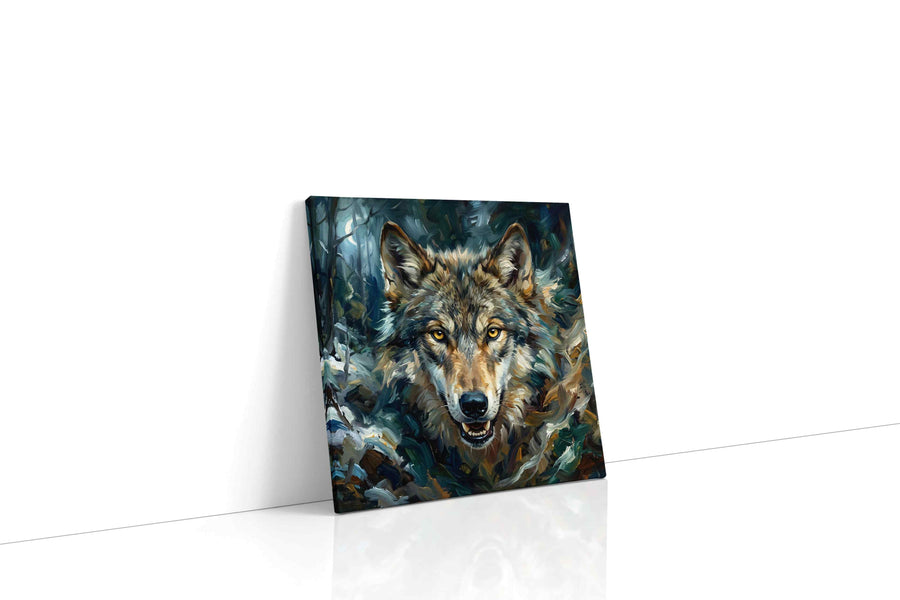 The Luminous Gaze wolf canvas print, gallery-wrapped, ready to hang