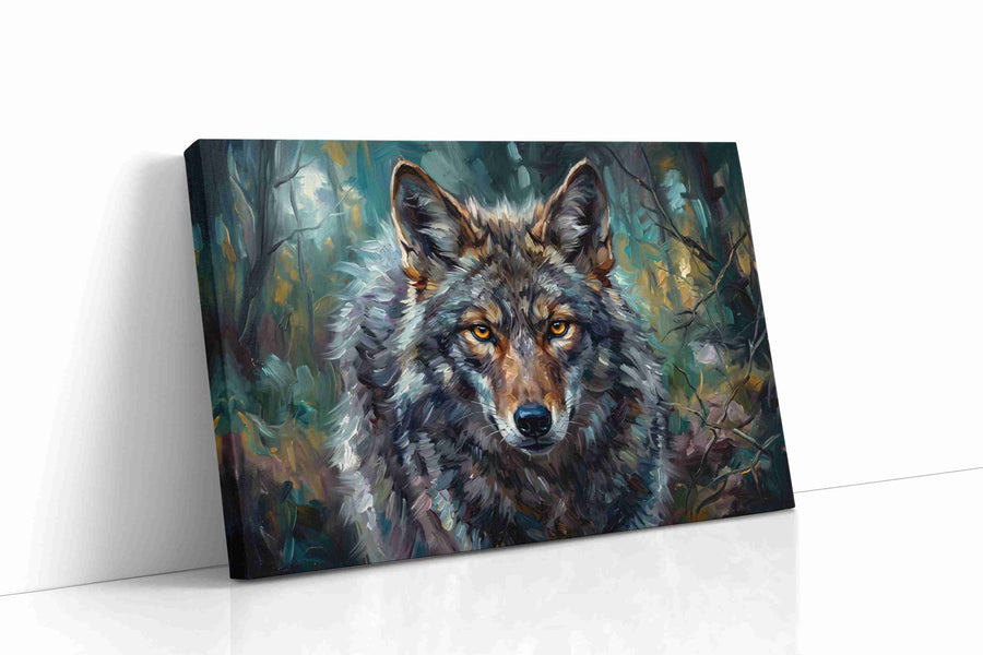 Twilight Guardian (Wolf) - Wolf Wall Art, Wildlife Canvas Print, Nature Predator Art gallery-wrapped landscape canvas studio shot