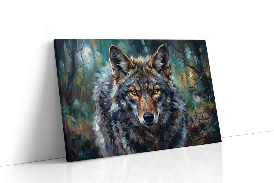 Twilight Guardian wolf canvas print, gallery-wrapped, ready to hang