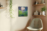 Whisper of the Wilderness wolf canvas print, displayed in a living room