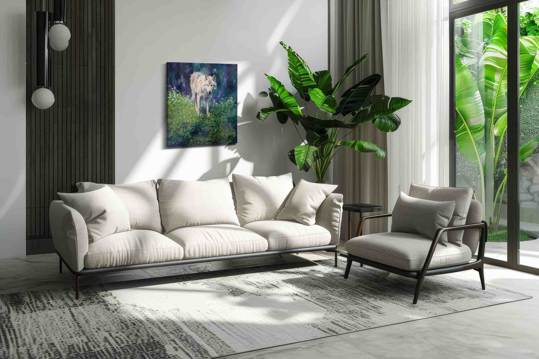 Whisper of the Wilderness wolf canvas print, on wall, lifestyle preview