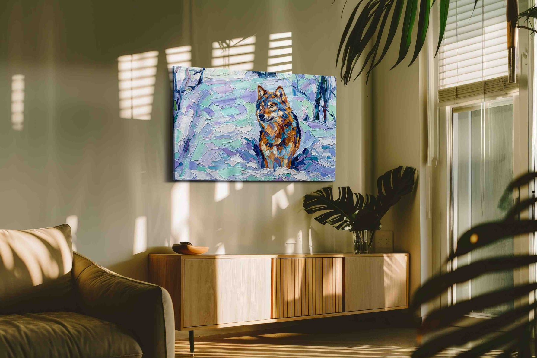 Winter Vigil in Pastel animals canvas print, on wall, lifestyle preview