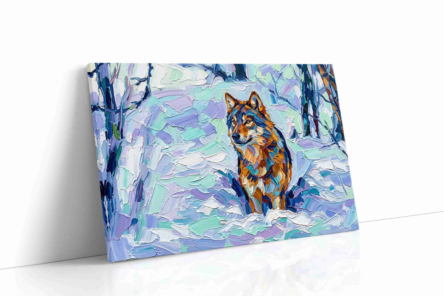 Winter Vigil in Pastel animals canvas print, gallery-wrapped, ready to hang