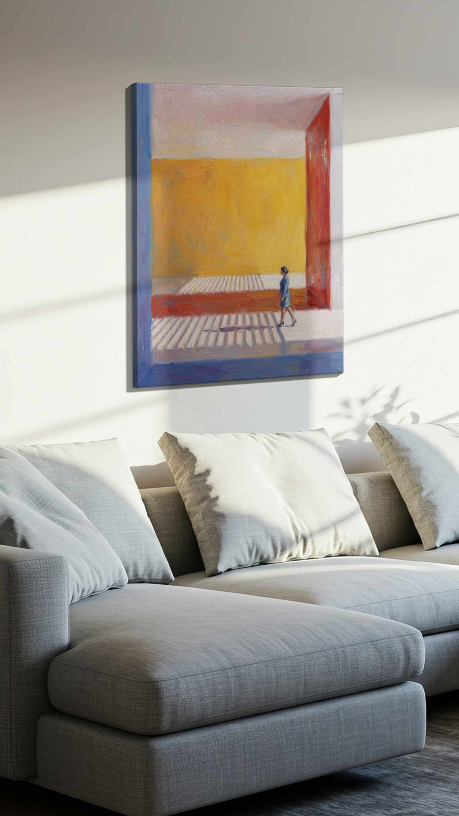 A Journey Through Light abstract canvas print, displayed in a living room