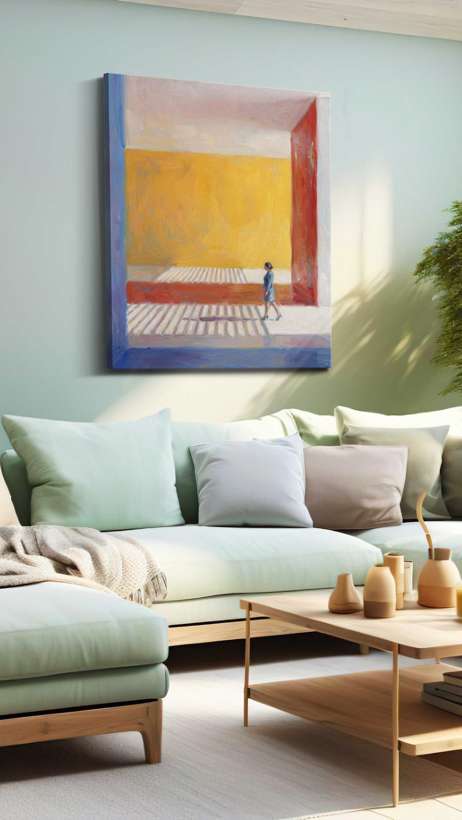 A Journey Through Light abstract canvas print, hanging on wall
