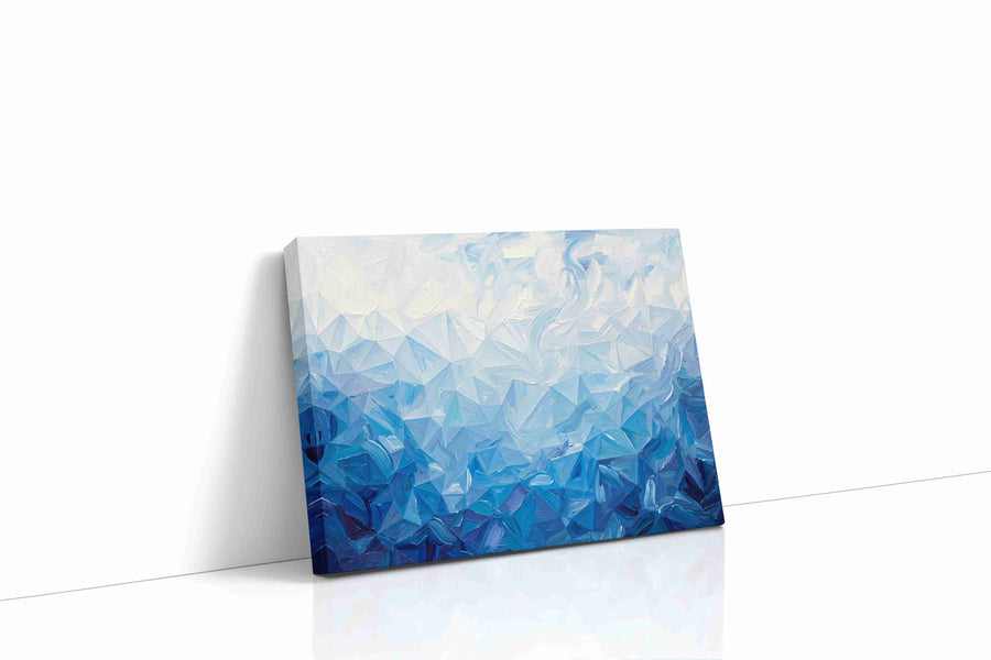 Azure Symphony of Waves geometric canvas print gallery-wrapped landscape canvas studio shot