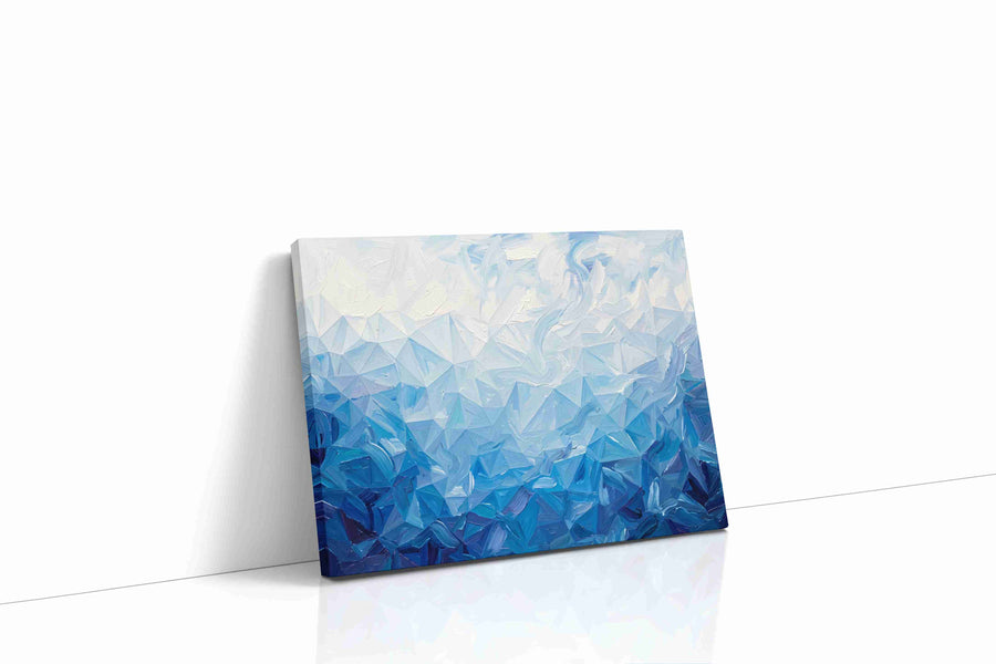 Azure Symphony of Waves geometric canvas print, gallery-wrapped, ready to hang