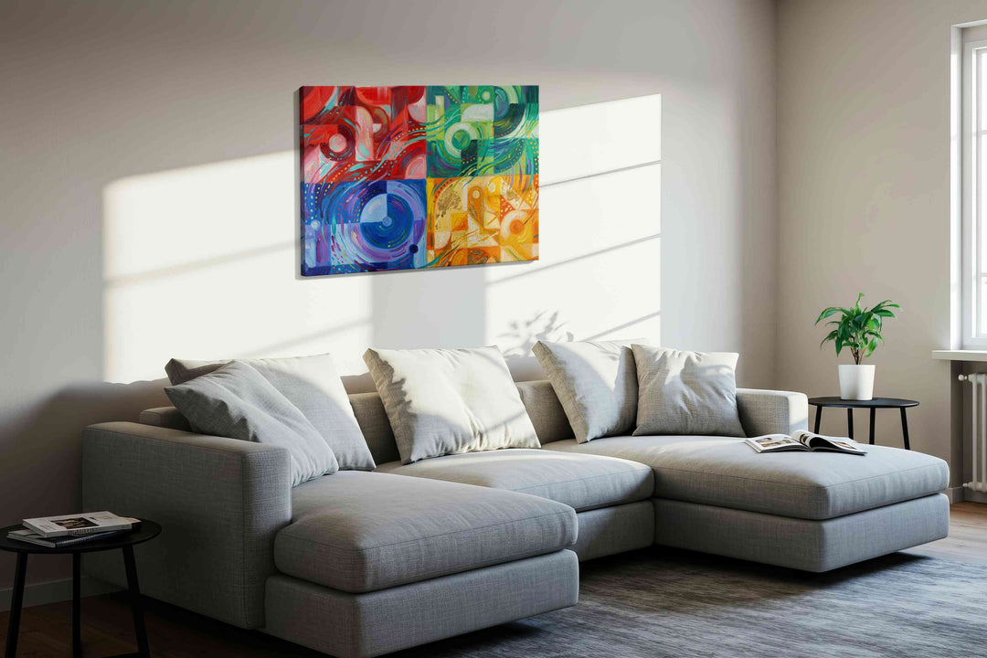Chromatic Whirlwind Symphony - Geometric, Geometric Wall Art, Abstract Canvas Print, Modern Decor