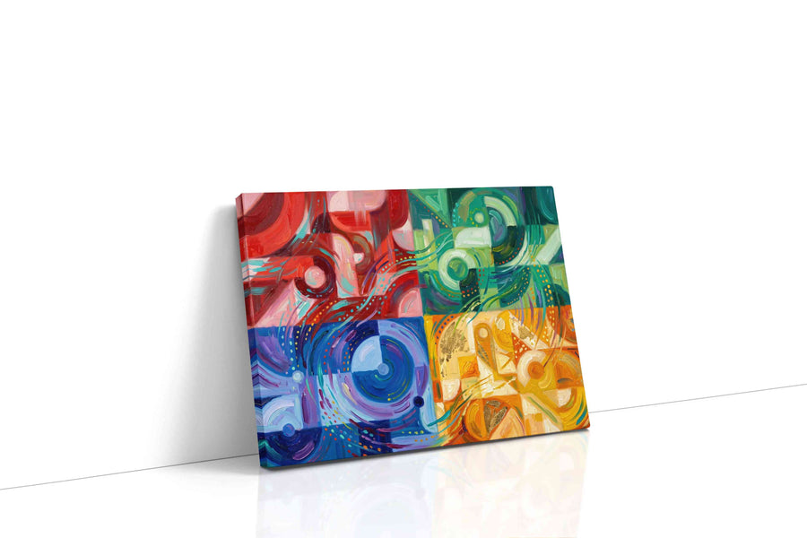 Chromatic Whirlwind Symphony geometric canvas print gallery-wrapped landscape canvas studio shot