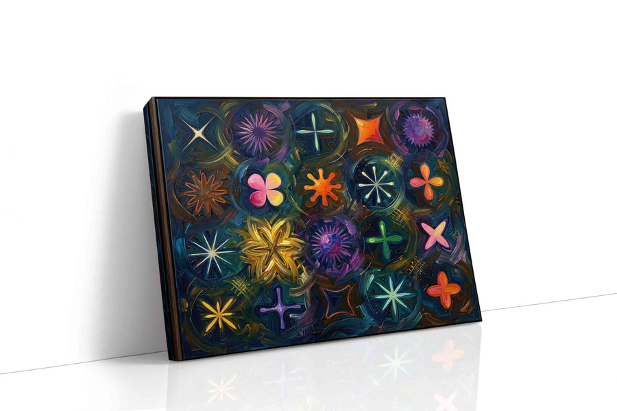 Cosmic Garden Symphony geometric canvas print, gallery-wrapped, ready to hang