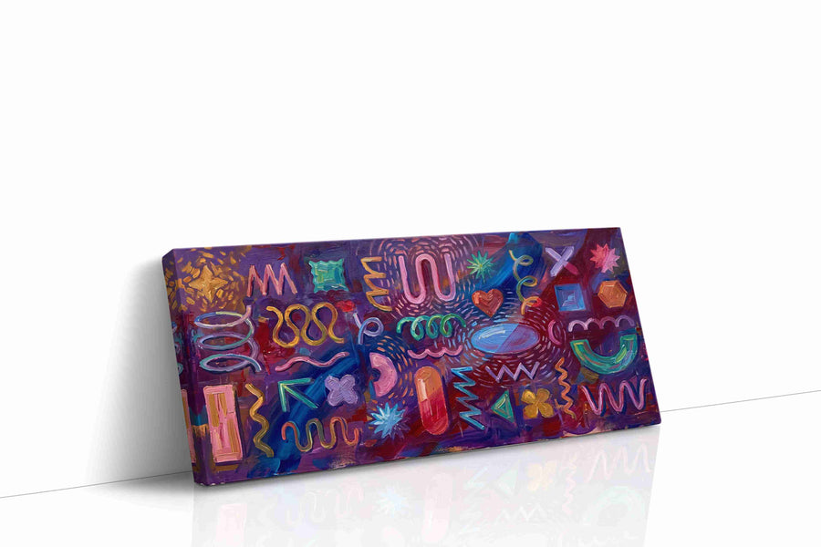 Cosmic Vibrations geometric canvas print, gallery-wrapped, ready to hang