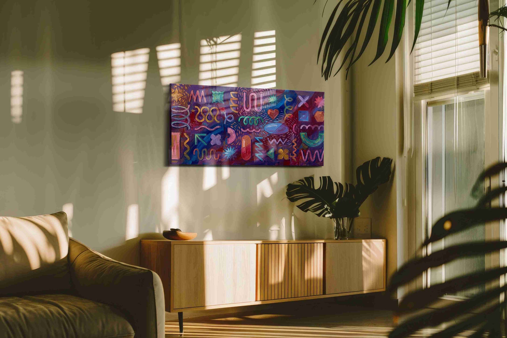 Cosmic Vibrations geometric canvas print, on wall, lifestyle preview