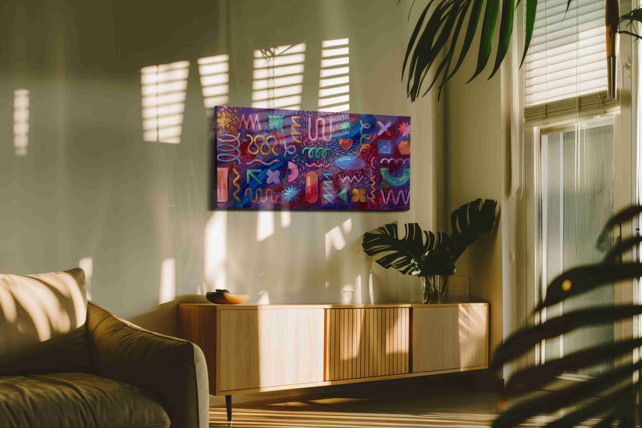 Cosmic Vibrations geometric canvas print, on wall, lifestyle preview
