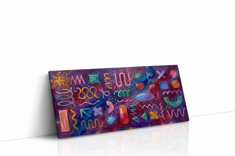 Cosmic Vibrations geometric canvas print gallery-wrapped landscape canvas studio shot