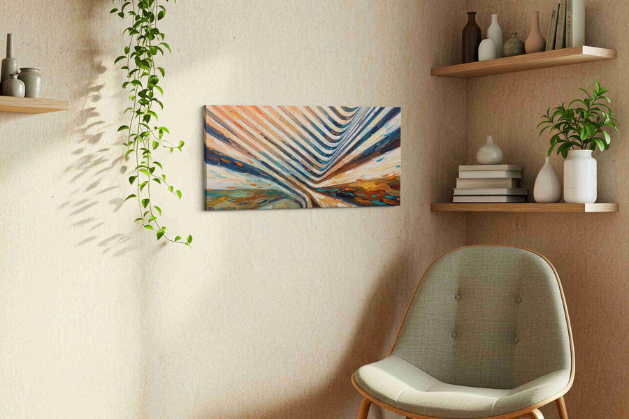 Curves of Time geometric canvas print in a living room scene