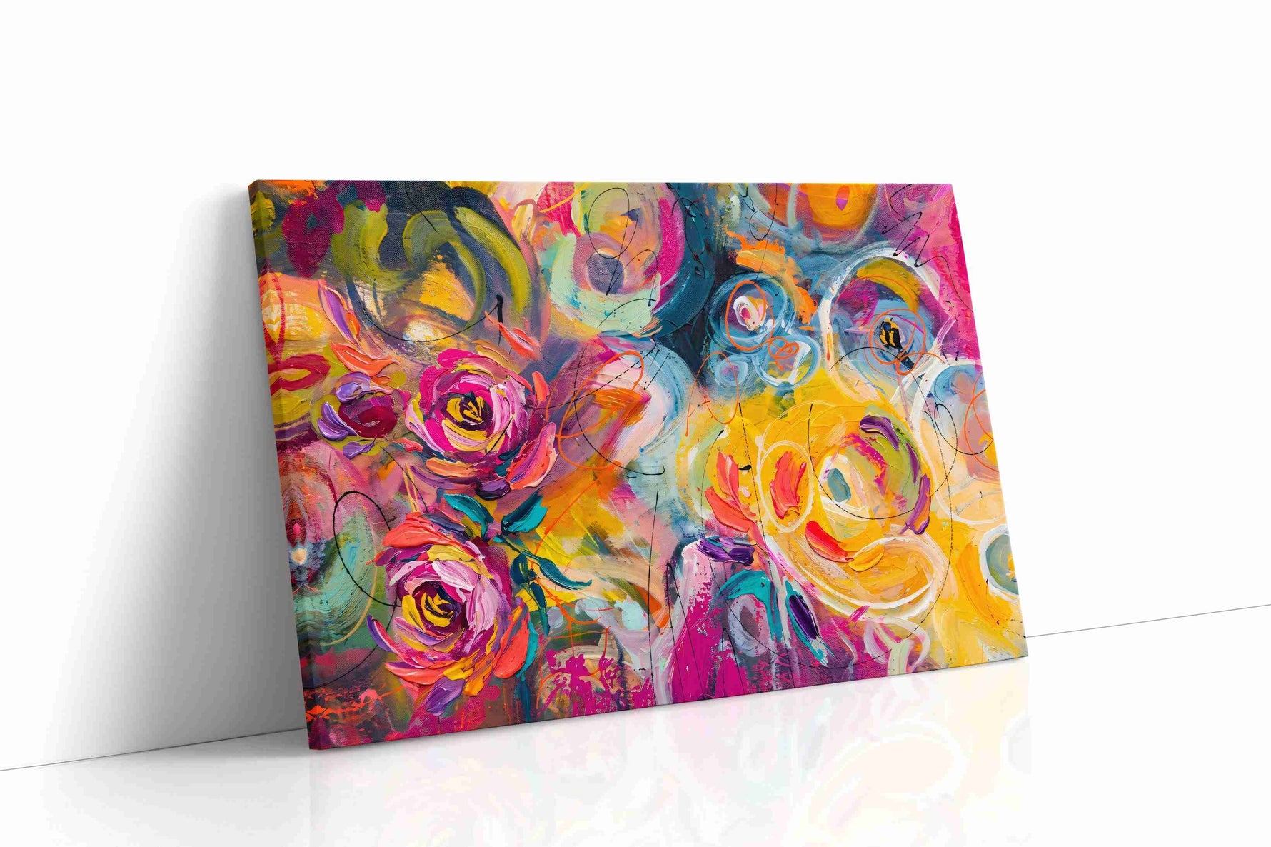 Ebullient Whirl of Blooms floral canvas print gallery-wrapped landscape canvas studio shot