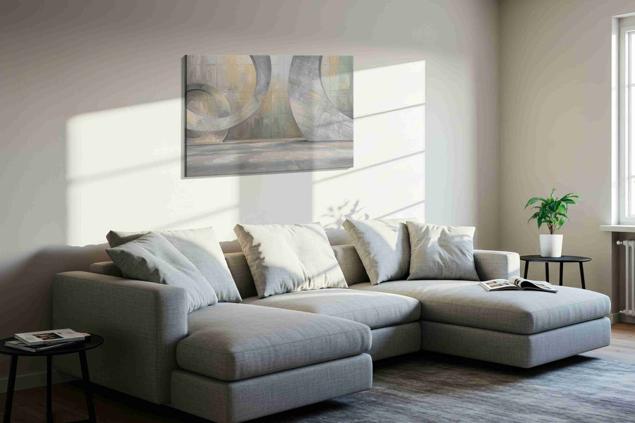 Eternal Echoes minimalist canvas print, displayed in a living room