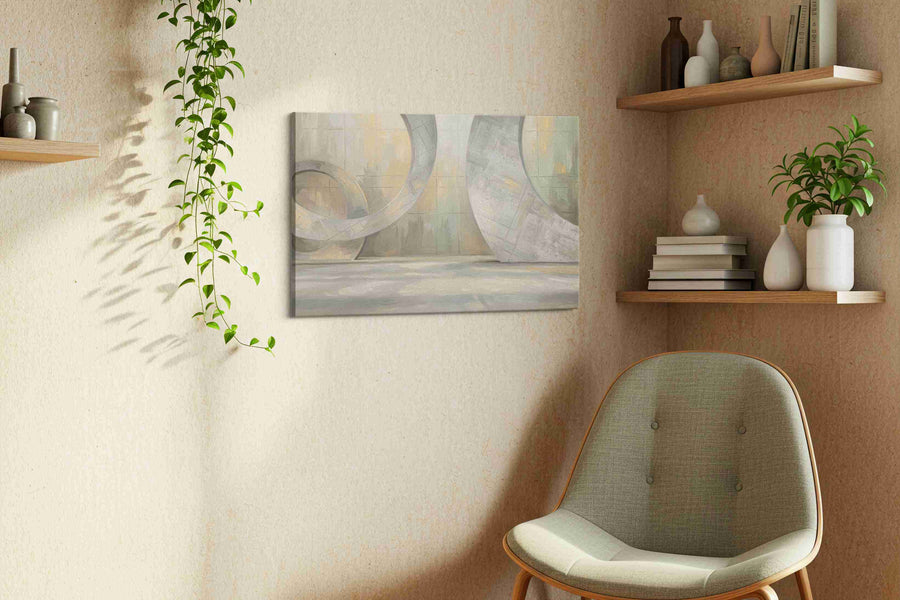 Eternal Echoes minimalist canvas print in a living room scene