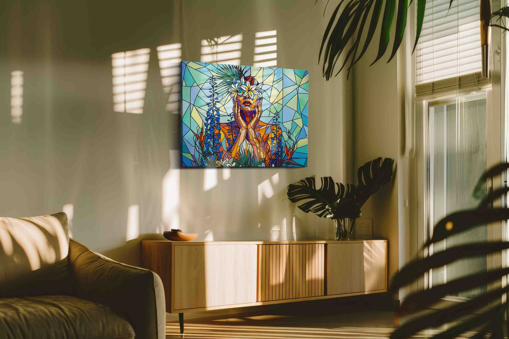 Ethereal Bloom floral canvas print, on wall, lifestyle preview