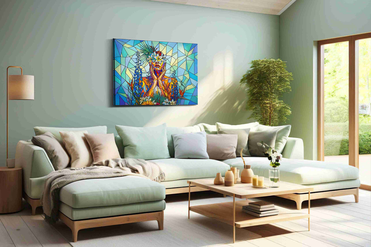 Ethereal Bloom floral canvas print, hanging on wall