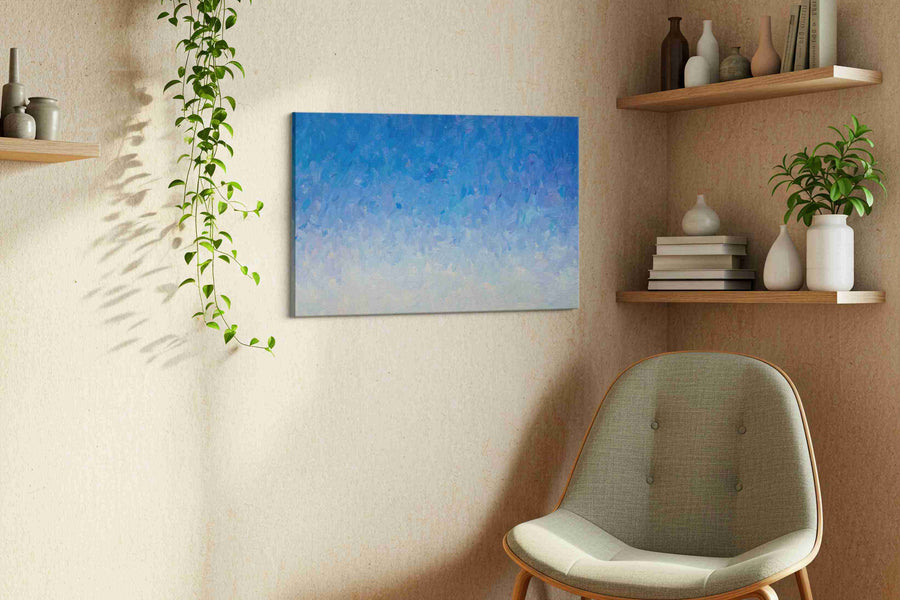 Ethereal Sky Dreams minimalist canvas print in a living room scene