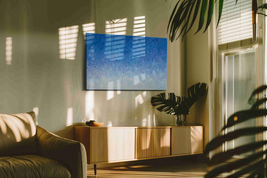 Ethereal Sky Dreams minimalist canvas print in a contemporary interior mockup
