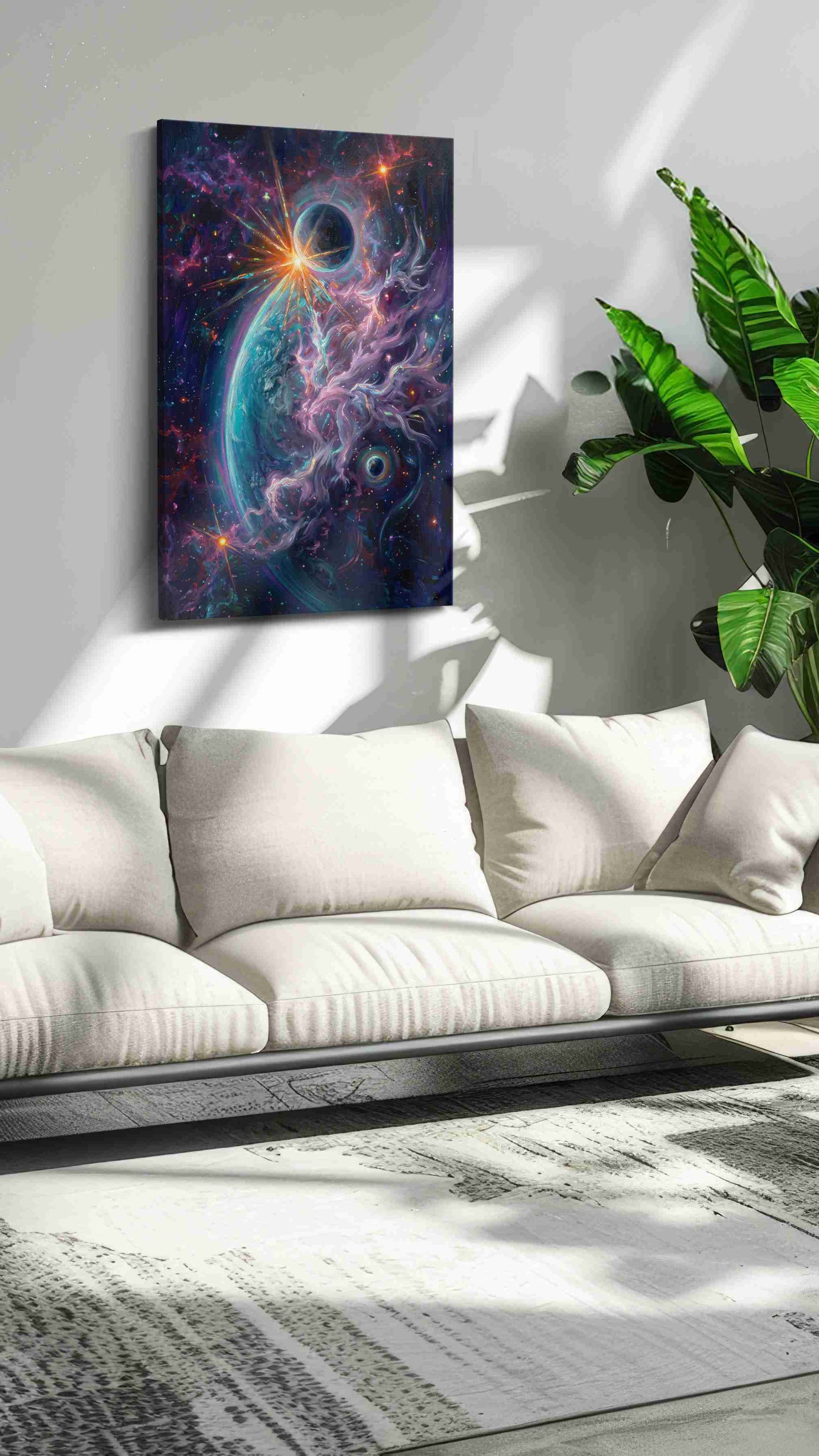 Galactic Symphony fantasy canvas print, on wall, lifestyle preview