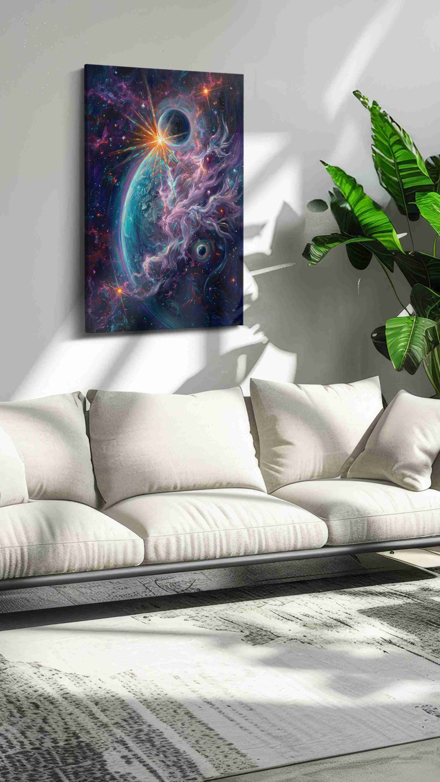 Galactic Symphony fantasy canvas print, on wall, lifestyle preview