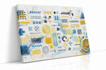 Geometric Symphony in Blue and Yellow - Geometric, Geometric Wall Art, Abstract Canvas Print, Modern Decor