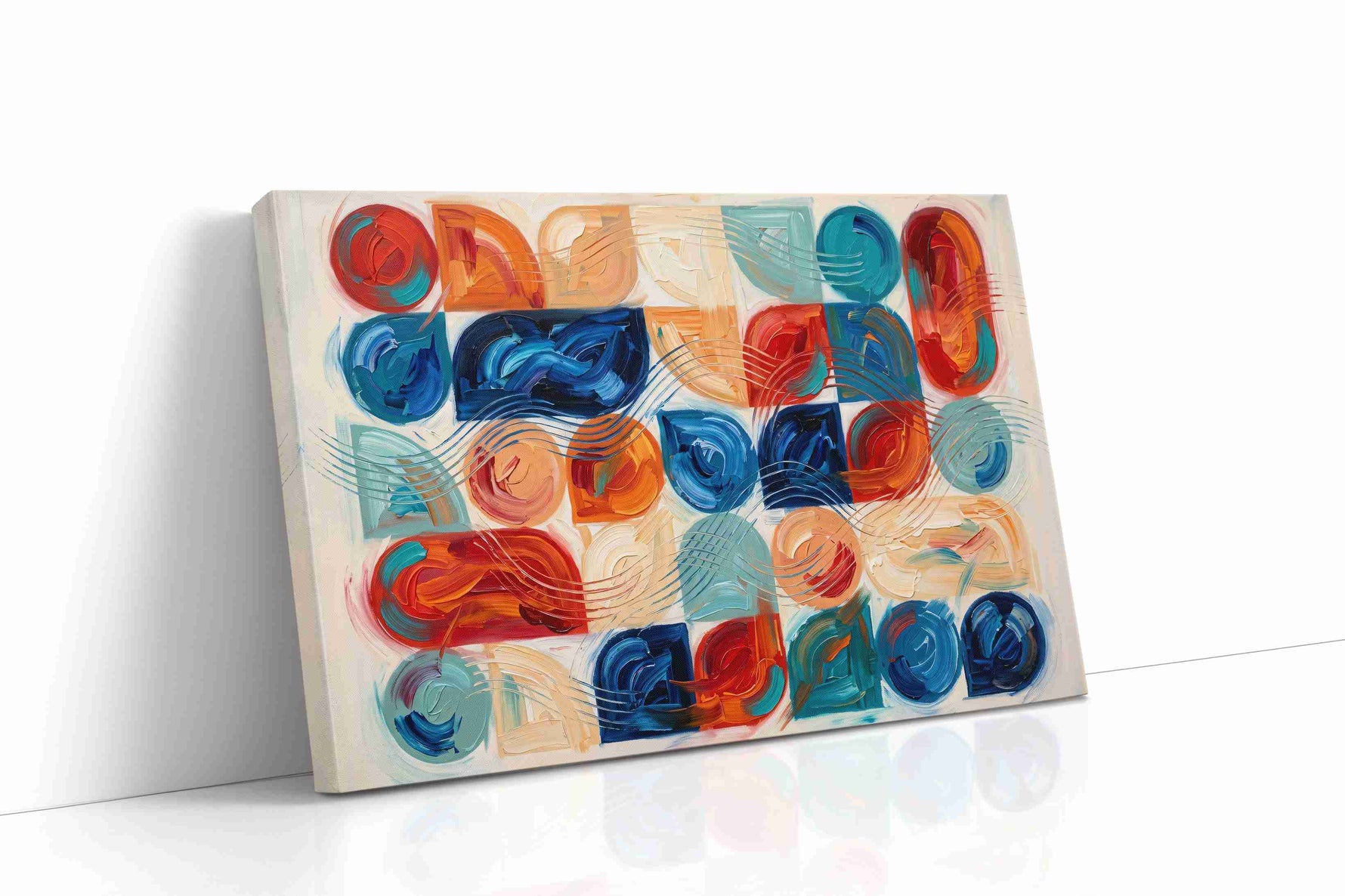 Rhythmic Waves of Color geometric canvas print, gallery-wrapped, ready to hang