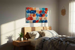 Rhythmic Waves of Color geometric canvas print, displayed in a bedroom