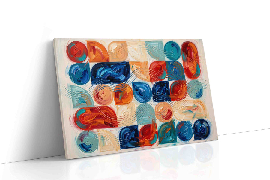 Rhythmic Waves of Color geometric canvas print gallery-wrapped landscape canvas studio shot