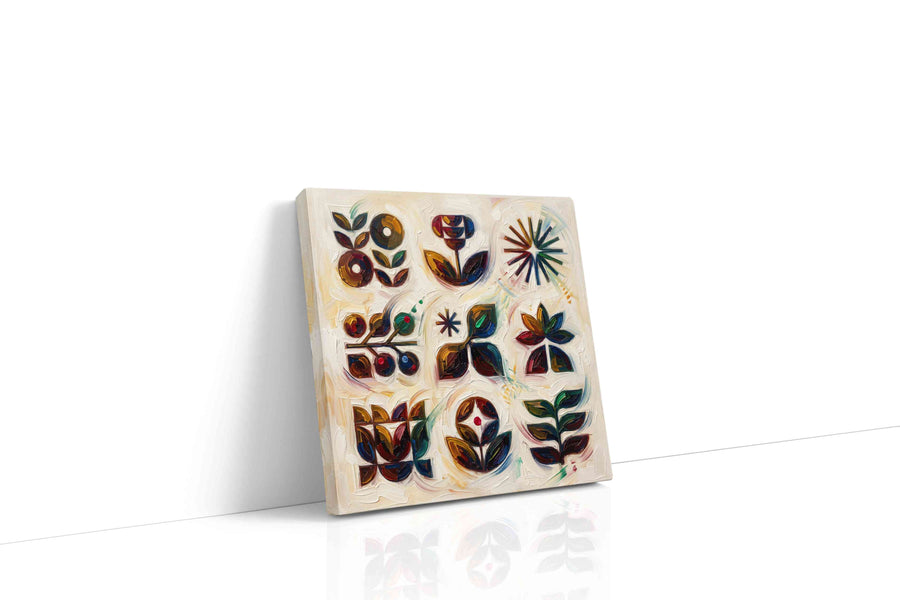 Symbolic Garden Symphony geometric canvas print, gallery-wrapped, ready to hang