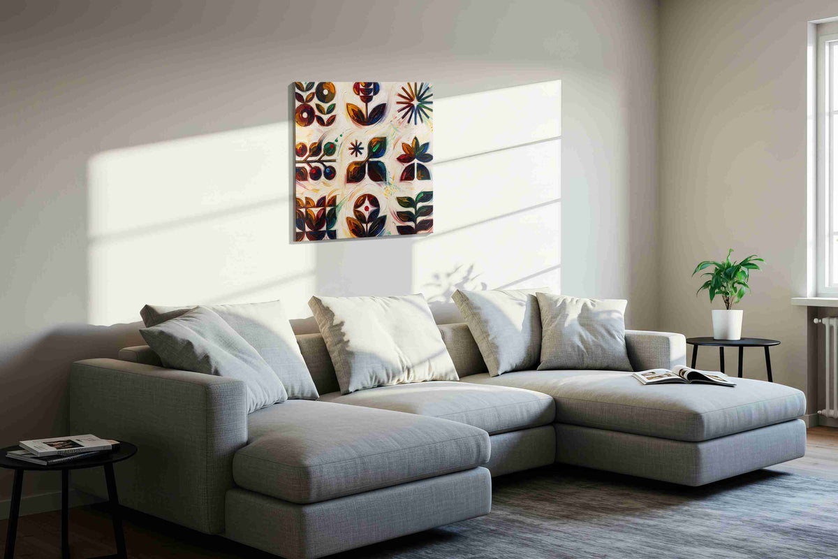 Symbolic Garden Symphony - Geometric, Geometric Wall Art, Abstract Canvas Print, Modern Decor
