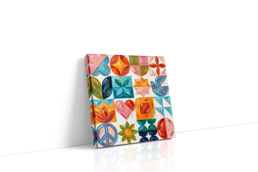 Vibrant Symmetry Serenity geometric canvas print, gallery-wrapped, ready to hang