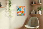 Vibrant Symmetry Serenity geometric canvas print styled in a living room