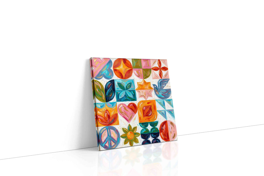 Vibrant Symmetry Serenity geometric canvas print gallery-wrapped square canvas studio shot