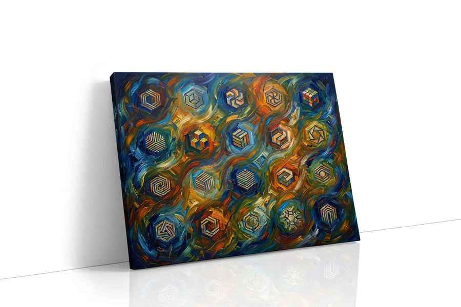 Vortex of Illusions geometric canvas print gallery-wrapped landscape canvas studio shot