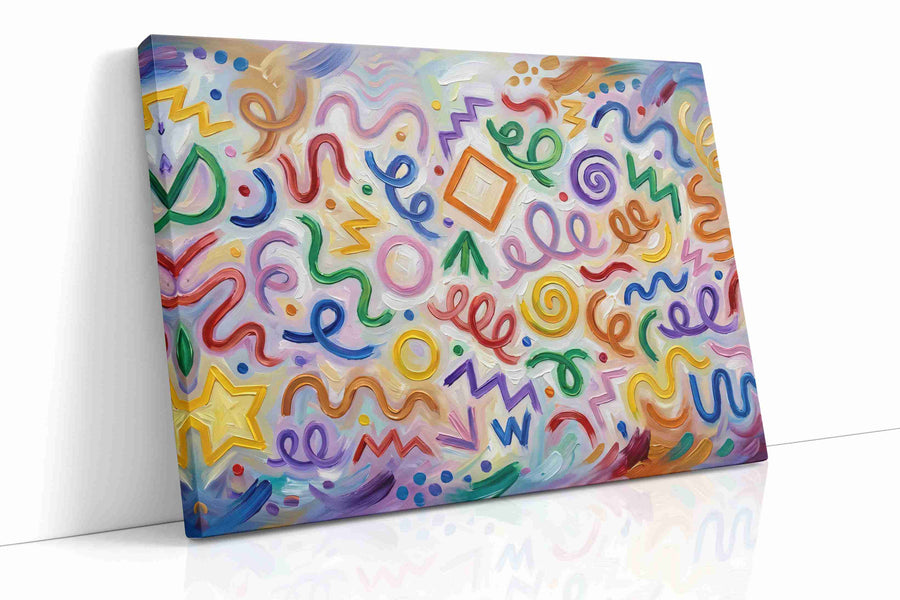 Whimsical Symphony of Colors geometric canvas print, gallery-wrapped, ready to hang