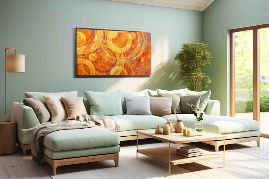 Whirls of Sunlit Dreams geometric canvas print, hanging on wall