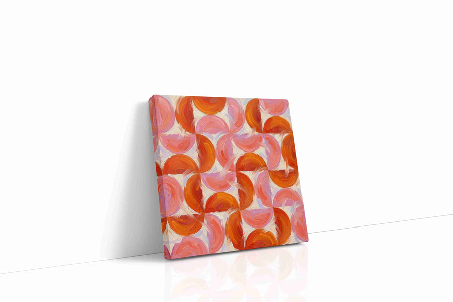 Whirlwind of Warmth geometric canvas print gallery-wrapped square canvas studio shot
