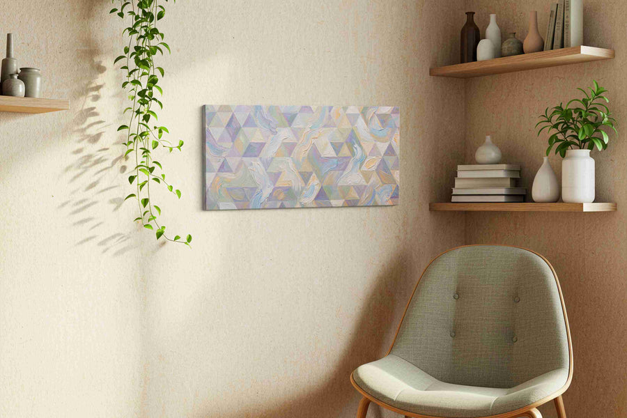 Whispers of Geometry geometric canvas print, displayed in a living room