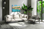 Luminous Beach Reverie beach canvas print in a modern interior mockup