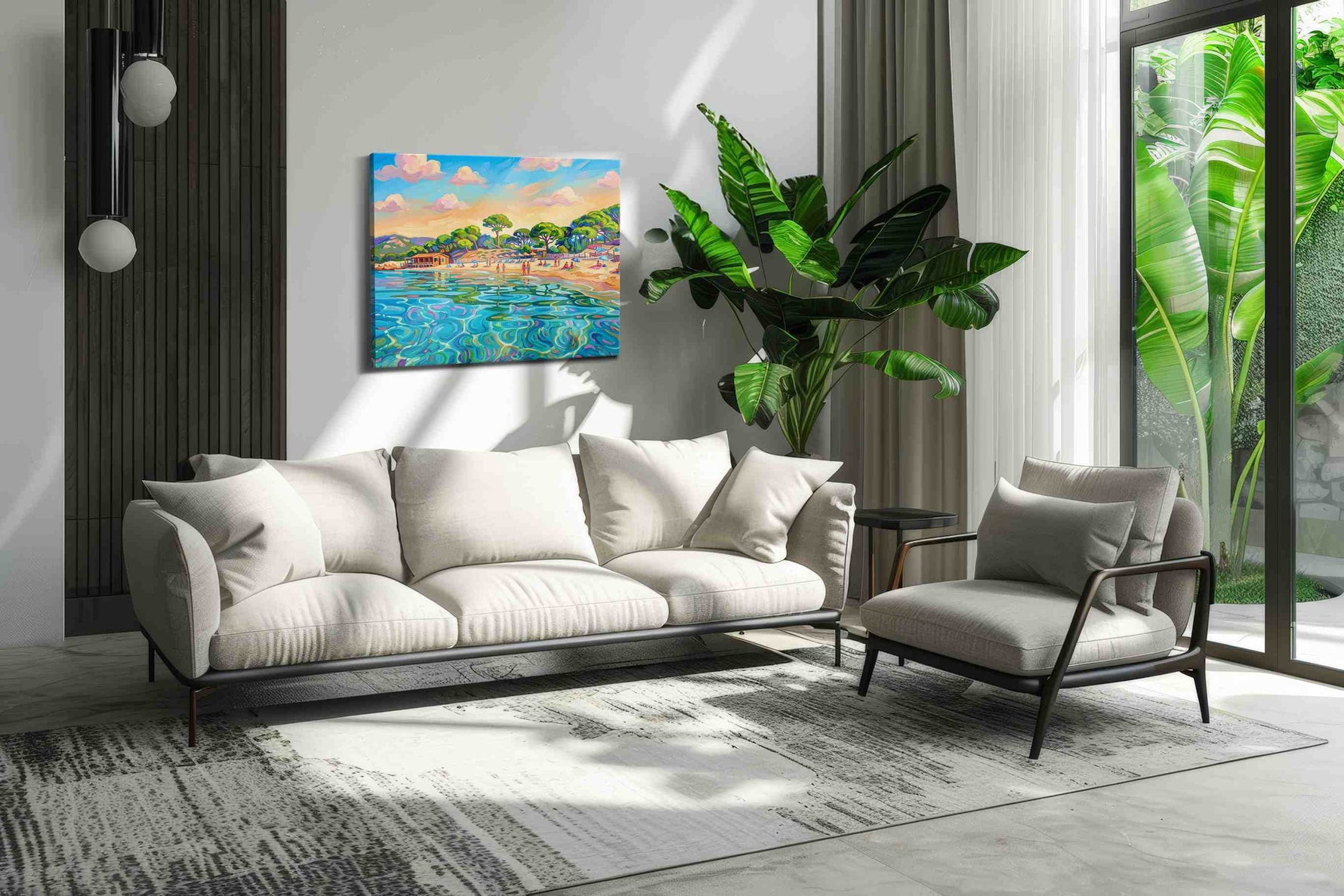 Luminous Beach Reverie beach canvas print in a modern interior mockup