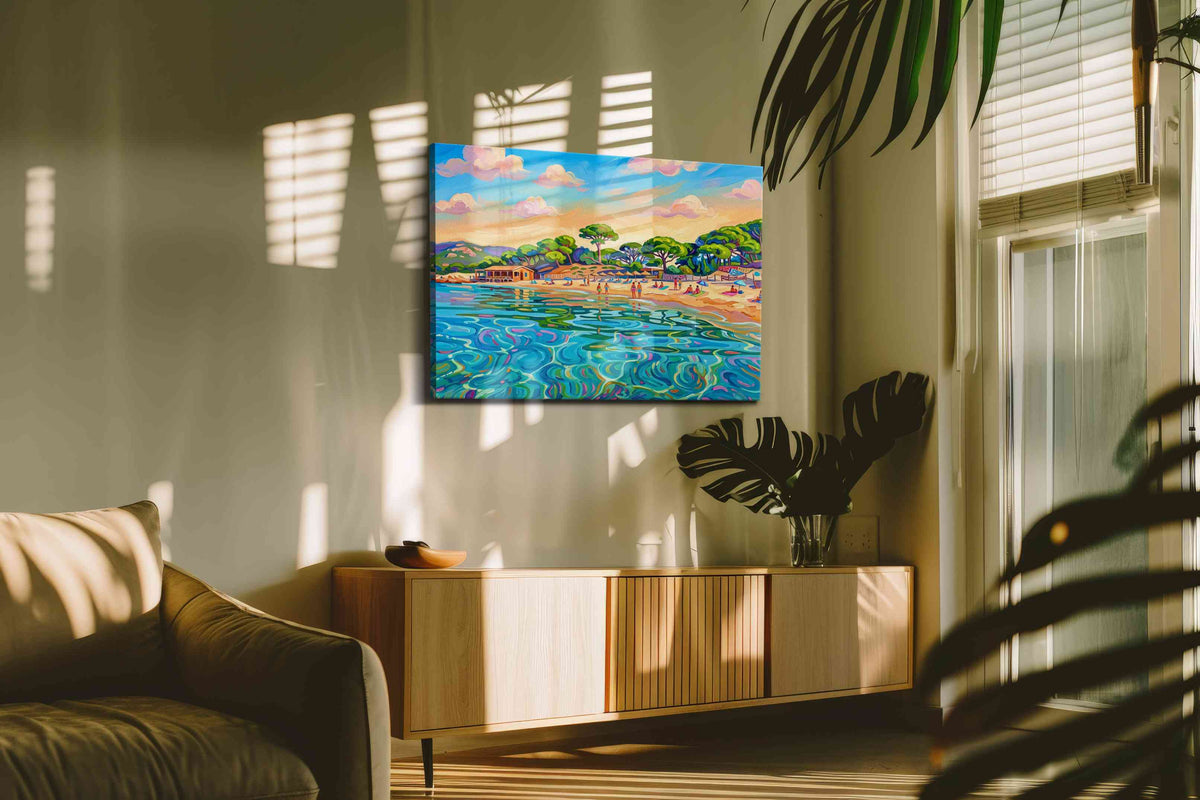 Luminous Beach Reverie beach canvas print, on wall, lifestyle preview