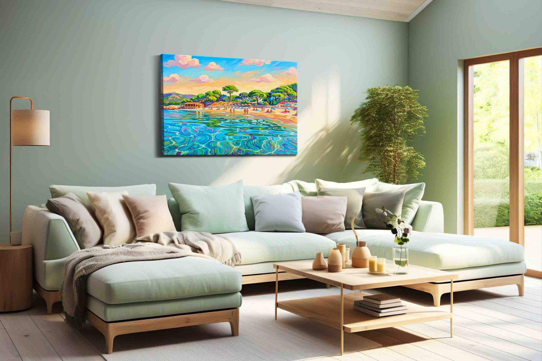 Luminous Beach Reverie beach canvas print, hanging on wall