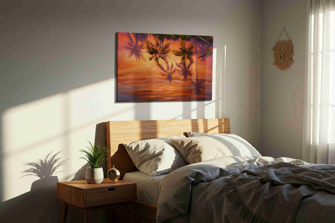 Sunset Reflections Under Paradise - Beach Wall Art, Coastal Canvas Print, Tropical Decor