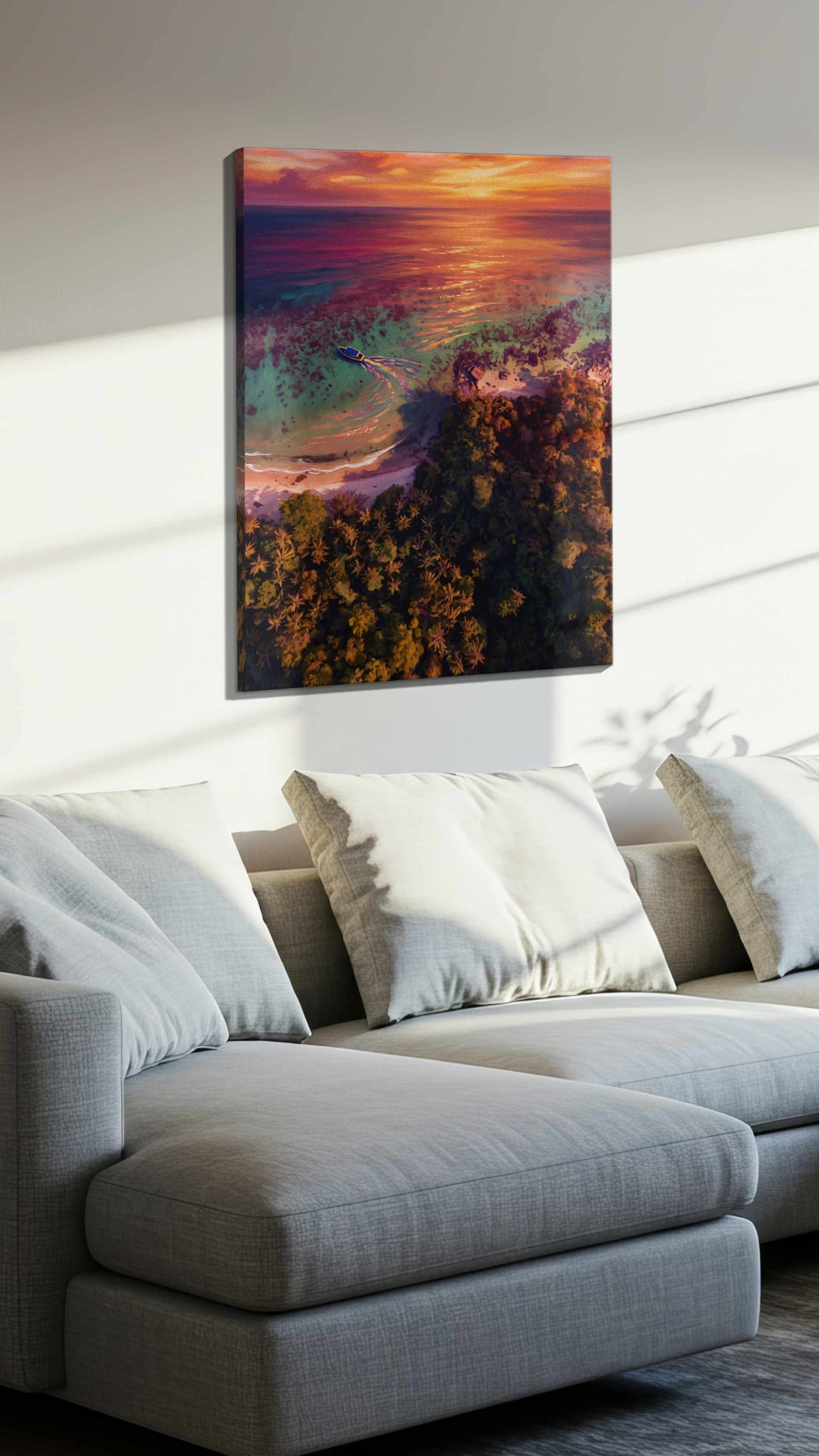 Sunset Serenity Over Paradise - Beach Wall Art, Coastal Canvas Print, Tropical Decor