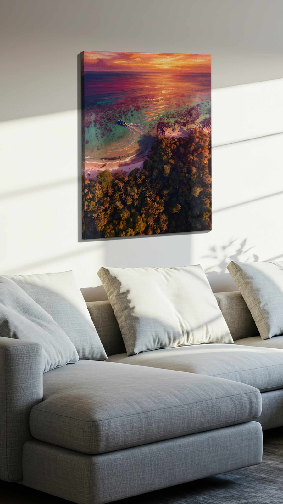 Sunset Serenity Over Paradise - Beach Wall Art, Coastal Canvas Print, Tropical Decor