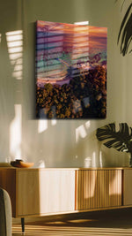 Sunset Serenity Over Paradise beach canvas print in a hung canvas mockup